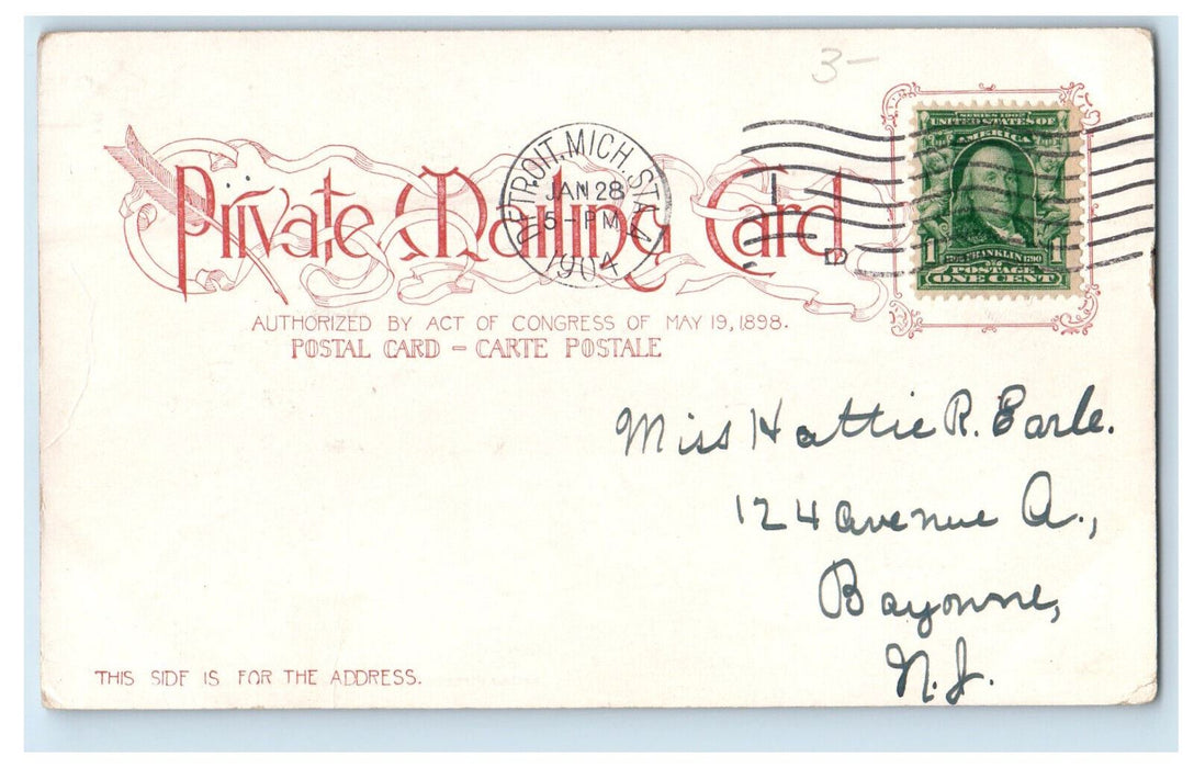 1904 Majestic Building Woodward Ave. Detroit Michigan MI PMC Posted Postcard