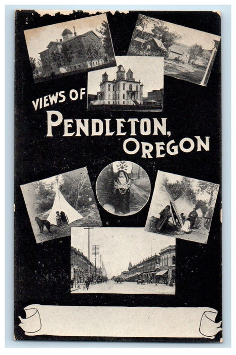 c1910's Views Of Pendleton Oregon OR, Multiview Unposted Antique Postcard