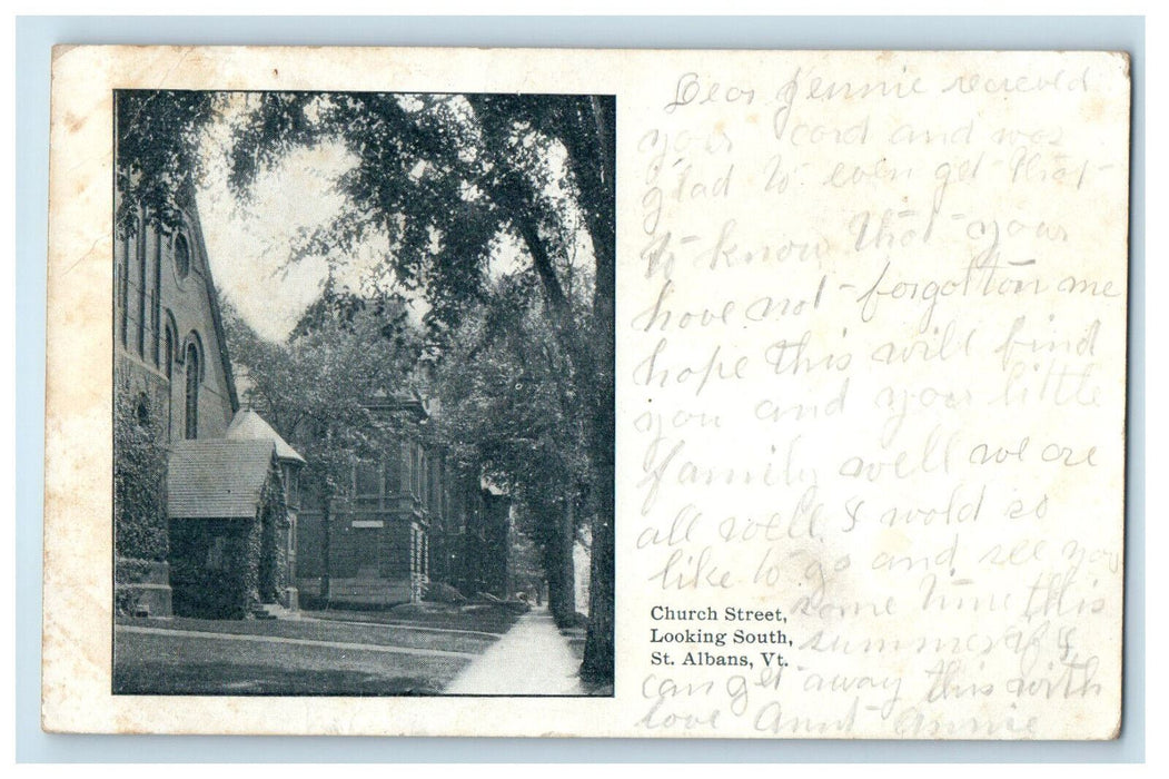 1907 Church Street Looking South St. Albans Vermont VT Posted PMC Postcard