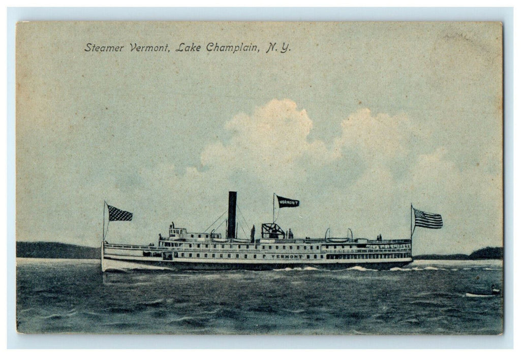 1912 Steamer Vermont Lake Champlain New York NY Upper Jay NY Postcard