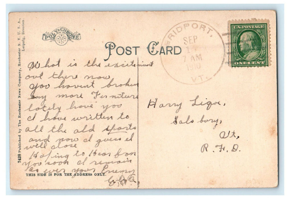 1910 Boat Landing at Hotel Champlain, Bluff Point NY Bridport VT Postcard