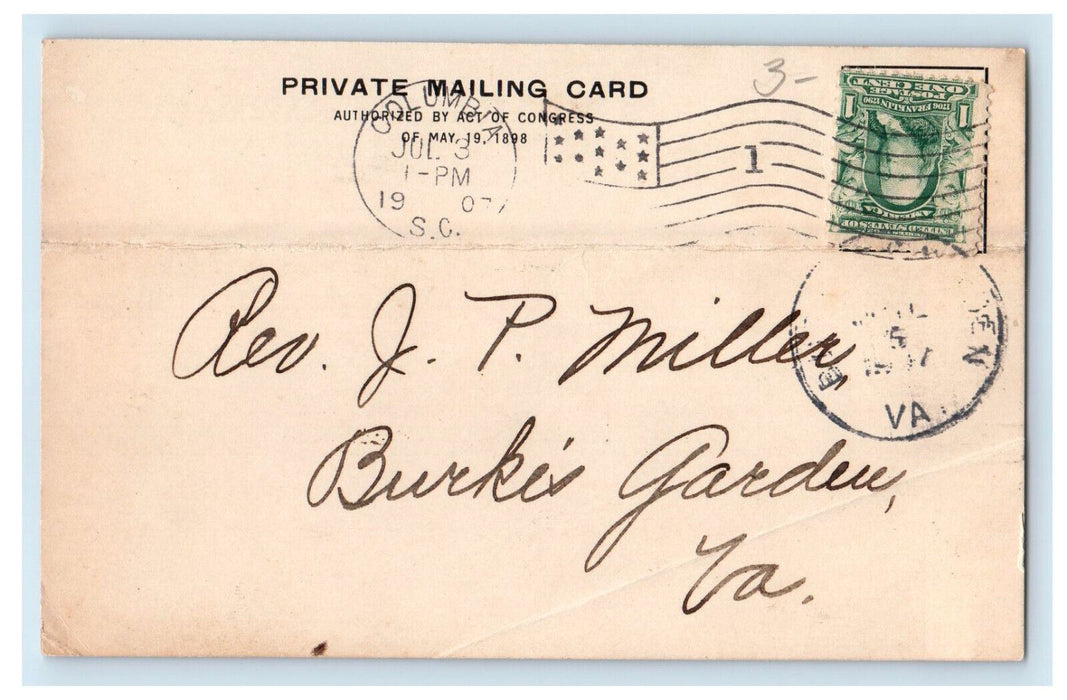 1907 United Synod Publishing Company Columbia SC Burke's Garden VA Postcard