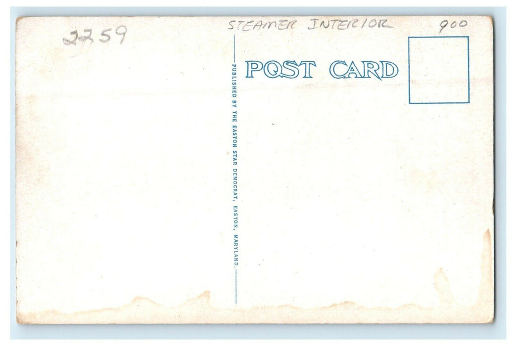 c1930's Saloon Of  Ferry Steamer Interior Governor Albert C. Ritchie Postcard