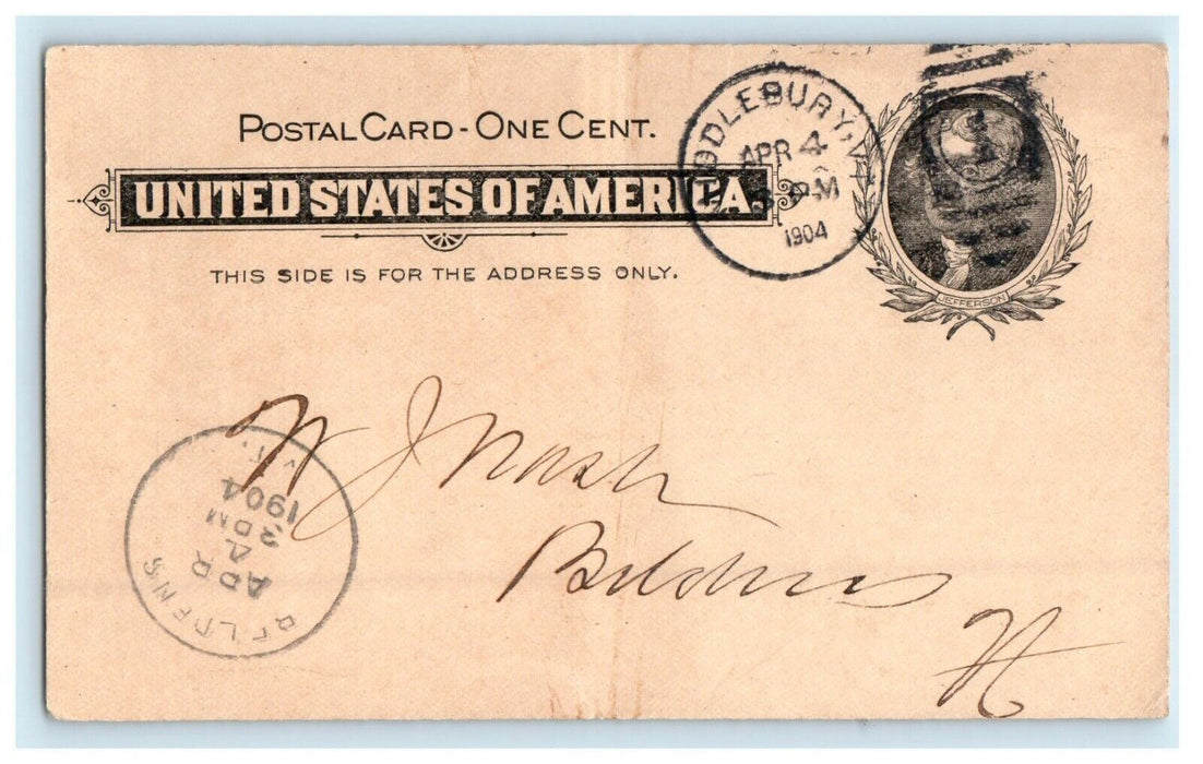 1904 National Bank Of Middlebury Vermont VT Antique Postcard