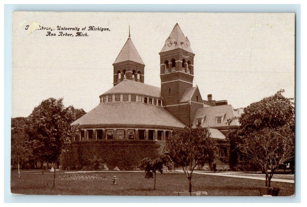 c1910's The Library University Of Michigan Ann Arbor MI Antique Postcard