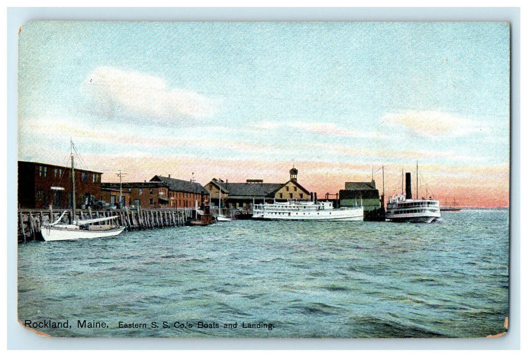 c1910s Eastern S.S. Co's Boat and Landing Rockland Maine ME Postcard