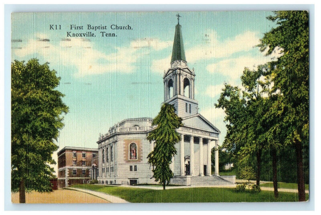 1943 View Of First Baptist Church Knoxville Tennessee TN Vintage Postcard