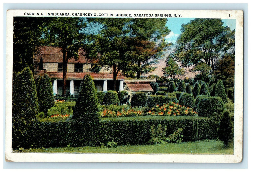 c1930s Garden at Chauncey Olcott's Residence Saratoga Springs NY Postcard