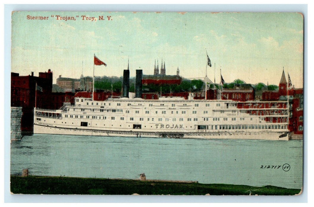 1911 Steamer Ship Trojan Troy New York NY Posted Antique Postcard
