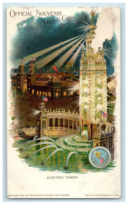 1901 Electric Tower, Buffalo NY Official Souvenir Mailing Card PMC Postcard