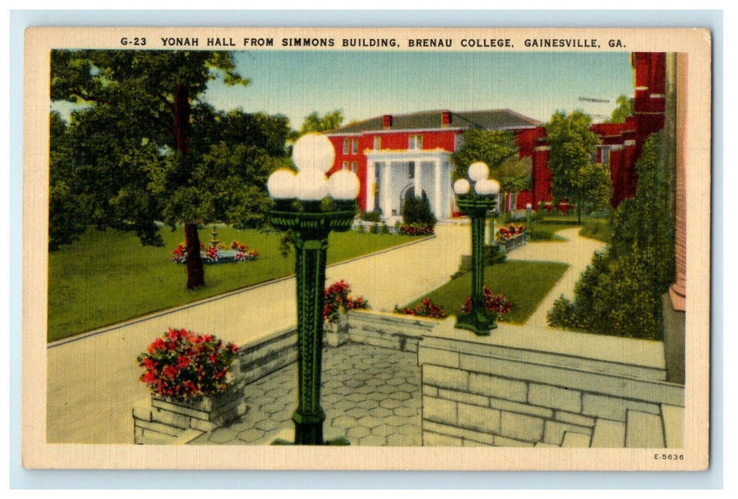 1954 Yonah Hall From Simmons Building Brenau College Gainesville GA Postcard