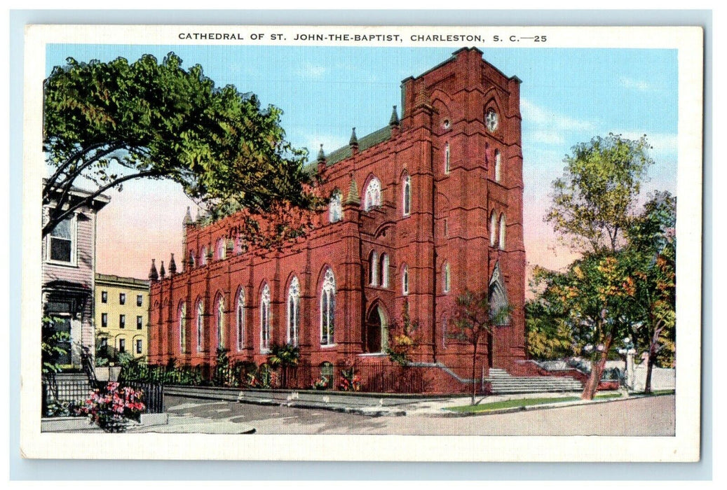 c1940's Cathedral St. John-The-Baptist Charleston South Carolina SC Postcard