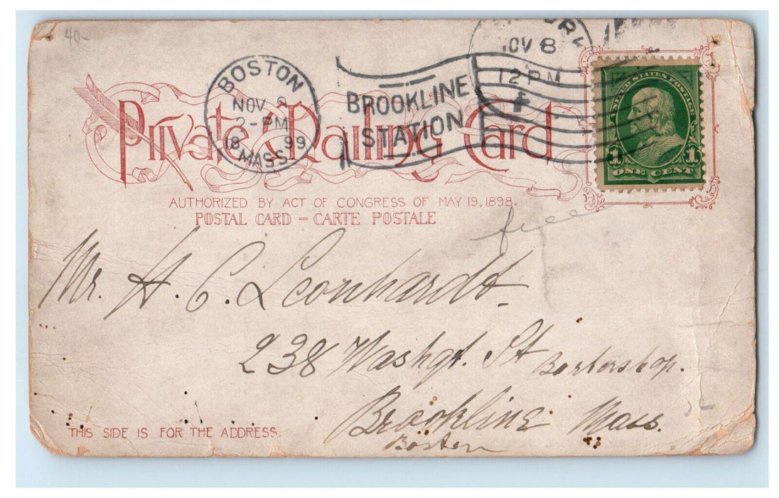 1899 Dewey Arch New York NY PMC Cancel Arthur Strauss Posted Postcard