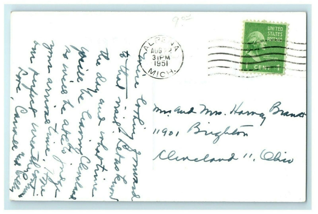 1951 Road to Birch Hill Resort Presque Isle Michigan MI RPPC Photo Postcard