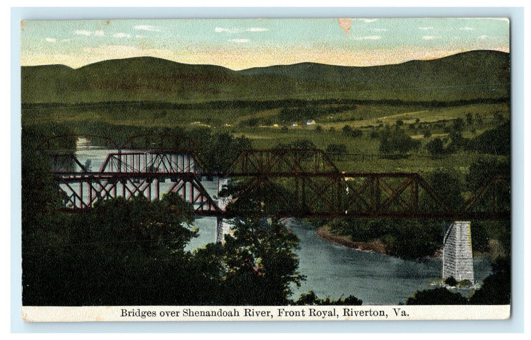 1910 Bridges Over Shenandoah River Front Royal Riverton Virginia VA Postcard