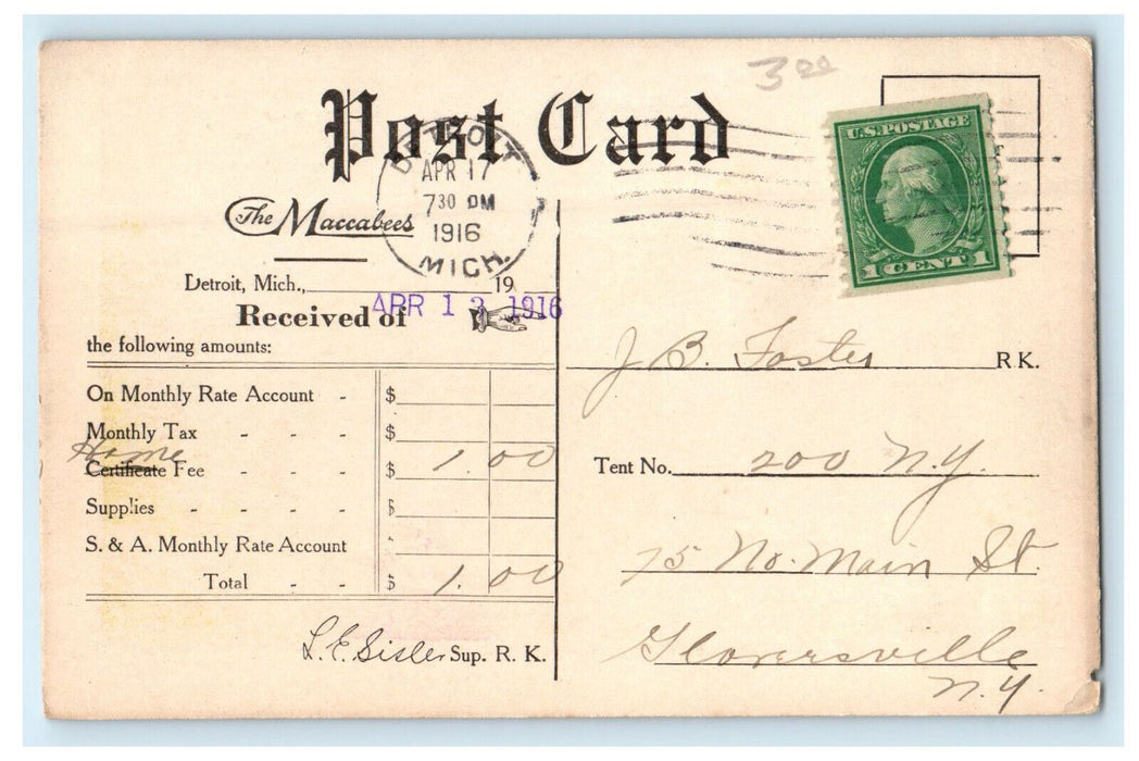 1916 General Offices, The Maccabees, Detroit Michigan MI Advertising Postcard