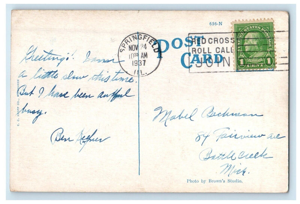 1937 First Christian Church McAlester Oklahoma OK Posted Vintage Postcard