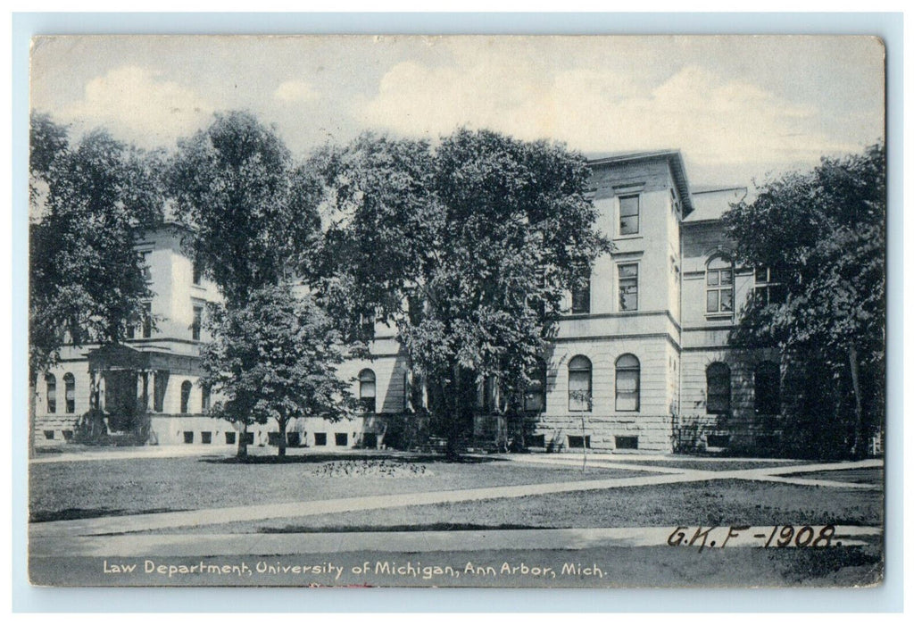 1907 Law Department, University of Michigan, Ann Arbor Michigan MI Postcard