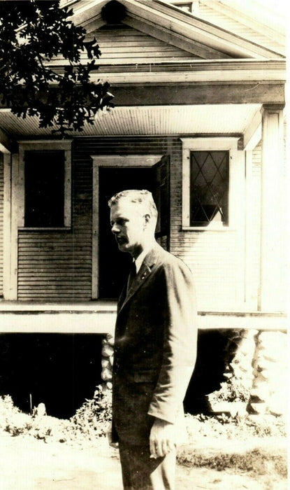 c1920's Charles Lindbergh at House Little Falls Minnesota MN RPPC Photo Postcard
