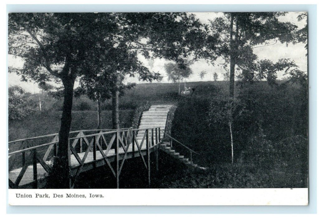 c1910 Union Park Des Moines Iowa IA Bridge Unposted Antique Postcard