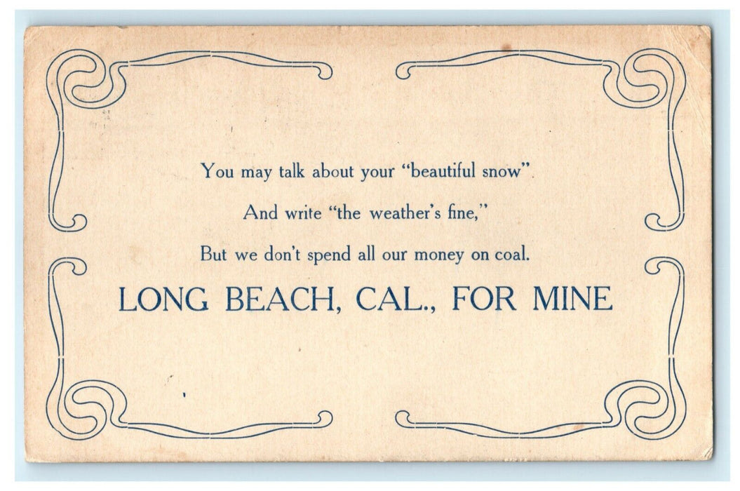 1915 Funny Comic Motto Long Beach California Posted Antique Postcard