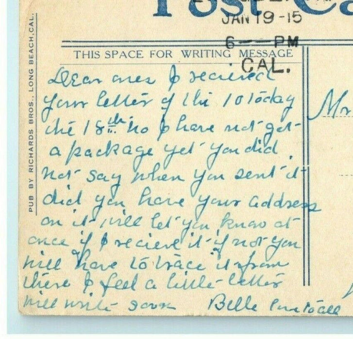 1915 Funny Comic Motto Long Beach California Posted Antique Postcard