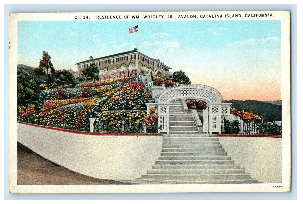 c1920s Residence of WM Wrigley Jr. Avalon Catalina Island CA Posted Postcard