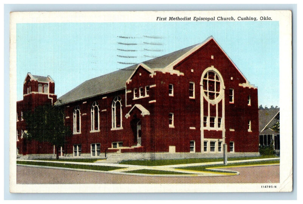 1942 First Methodist Episcopal Church Cushing Oklahoma OK Vintage Postcard