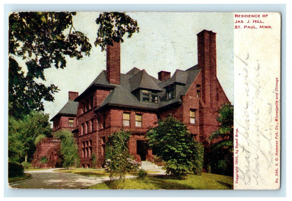 1910 Residence of Jas J. Hill, St. Paul Minnesota Posted Antique Postcard