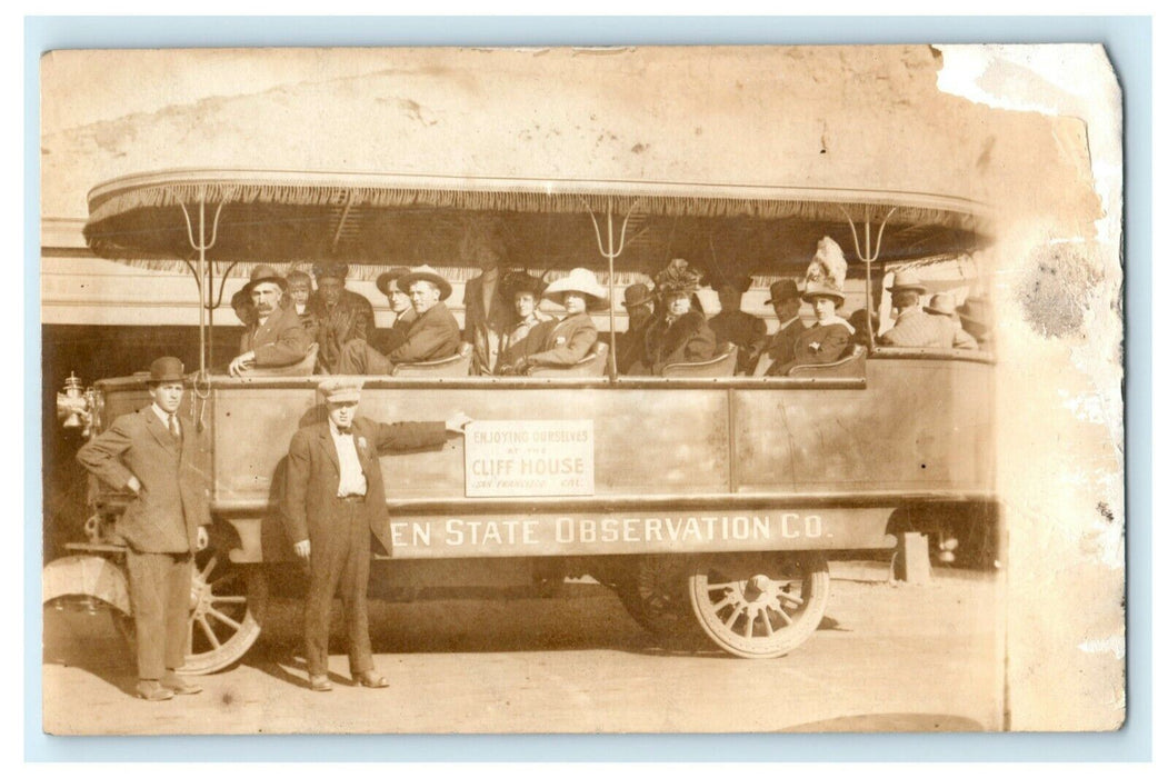 Cliff House Bus Car c1910 San Francisco California CA RPPC Photo Postcard