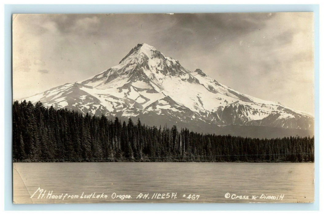 1905 Mt. Hood From Lost Lake Oregon OR RPPC Photo Antique Unposted Postcard