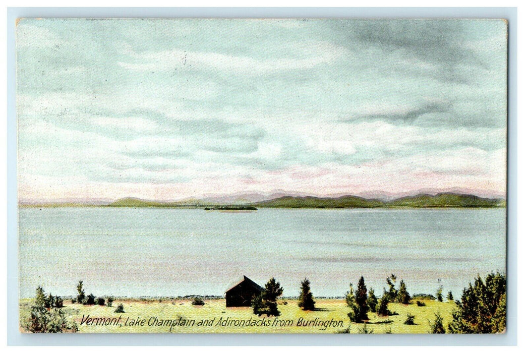 1908 Vermont Lake Champlain And Adirondacks From Burlington VT Antique Postcard