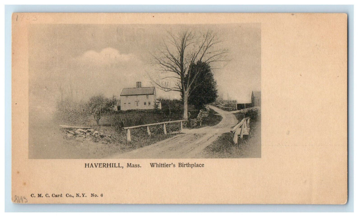 c1900s Whittier's Birthplace Haverhill Massachusetts MA PMC Antique Postcard