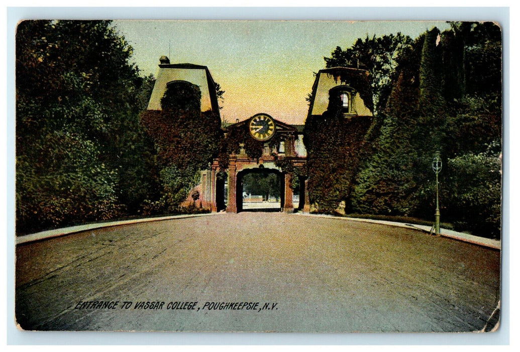 1909 Entrance to Vassar College, Poughkeepsie New York Antique Postcard