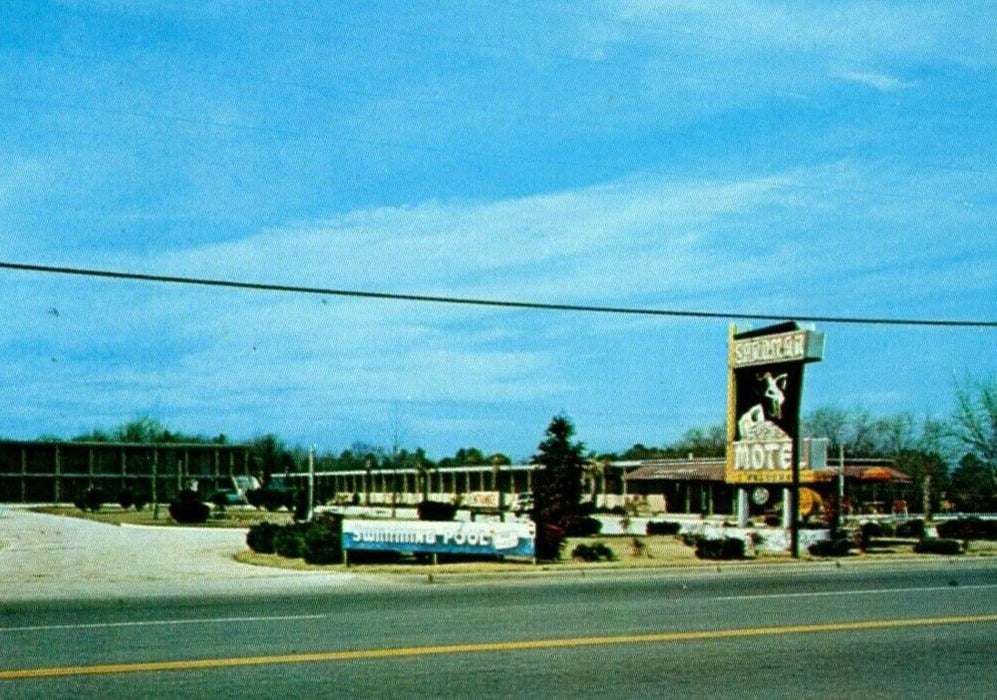 c1950's Sandman Motel Inc. Street View Rockingham North Carolina NC Postcard