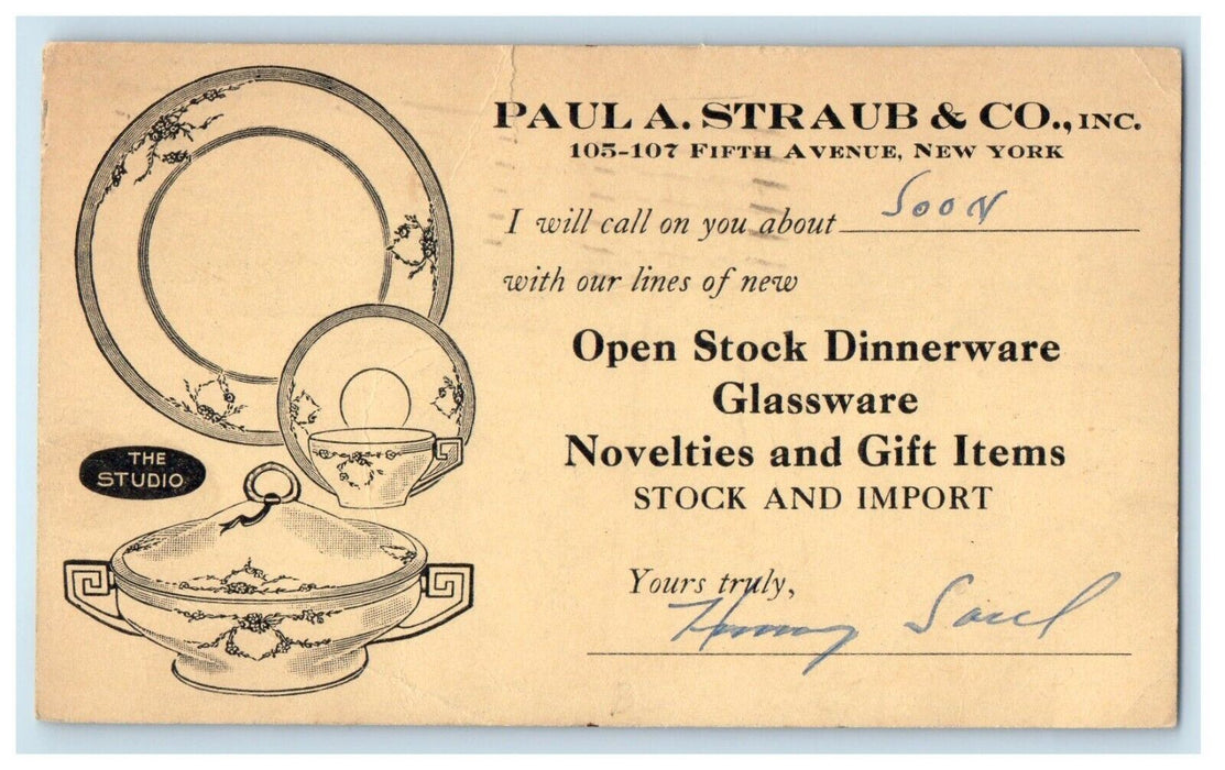 1939 Paula Straub & Co. Dinnerware Glassware Advertising Saint Paul MN Postcard