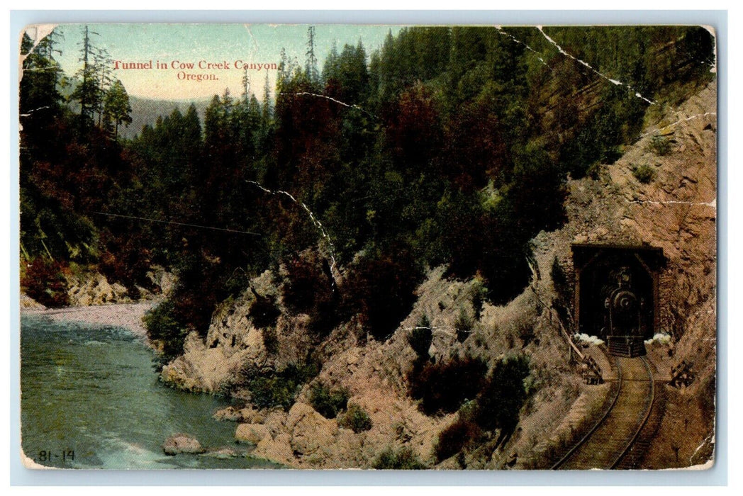 Tunnel In Cow Creek Canyon Oregon OR, Railroad Train Unposted Antique Postcard