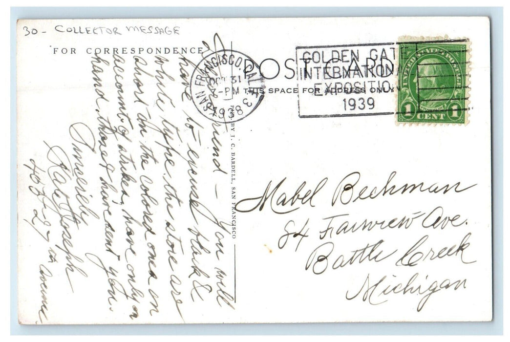 1938 University Of California Library Berkeley CA, Collector Message Postcard