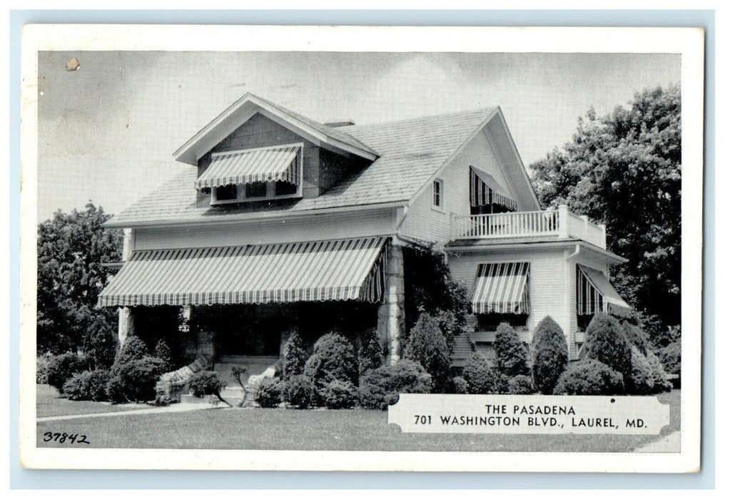 1949 The Pasadena Tourist Home Lodge Washington Blvd Laurel Maryland MD Postcard