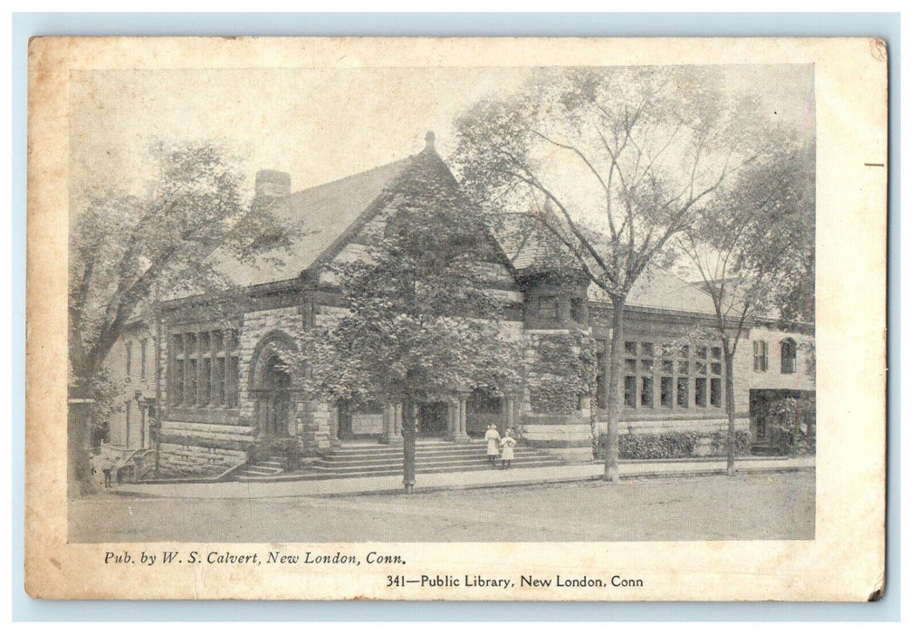 c1905s Public Library, New London, Connecticut CT Antique Unposted Postcard
