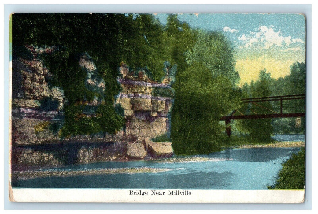 1911 A View Of Bridge Near Millville Illinois IL Posted Antique Postcard