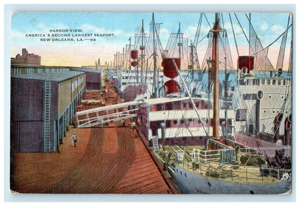 Harbor View America's Second Largest Seaport New Orleans Louisiana LA Postcard