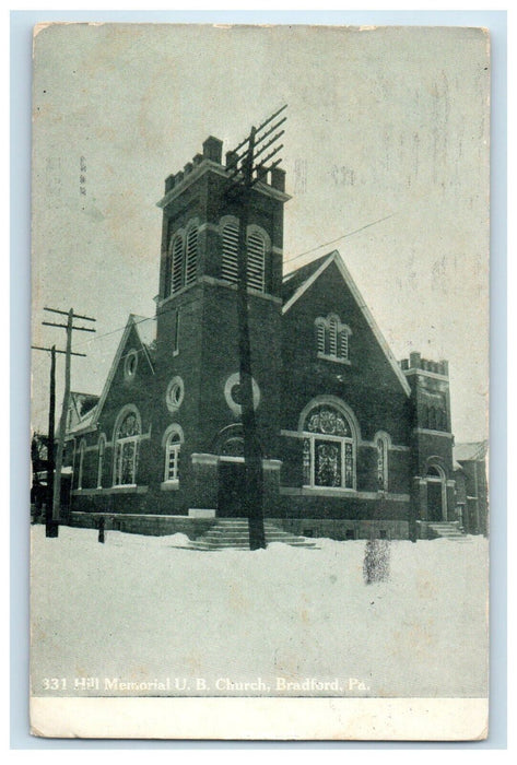 1907 Hill Memorial U.B Church Bradford Pennsylvania PA Posted Antique Postcard