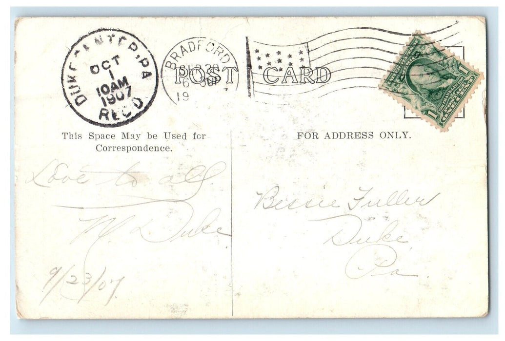 1907 Hill Memorial U.B Church Bradford Pennsylvania PA Posted Antique Postcard