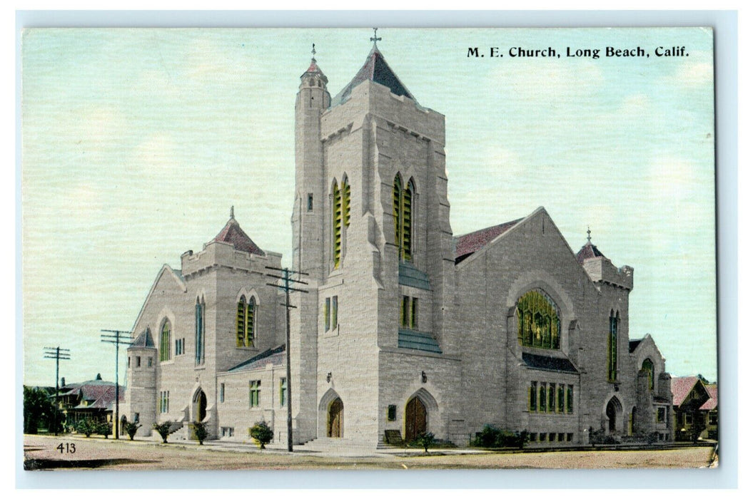 c1910 Methodist Church Long Beach California CA Antique Postcard