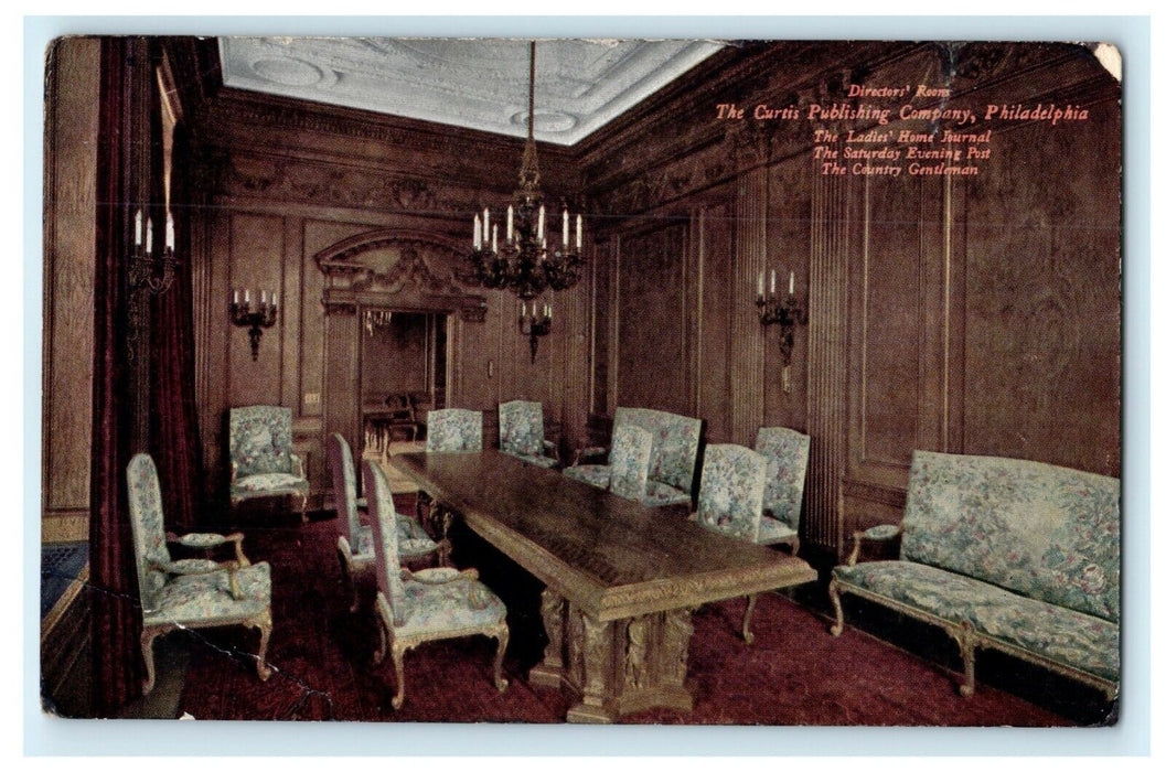 c1910 Curtis Publishing Co. Philadelphia Director's Room Advertising Postcard