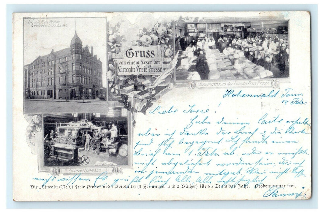 1910 Gruss Lincoln Free Press Nebraska NE Posted Antique Postcard