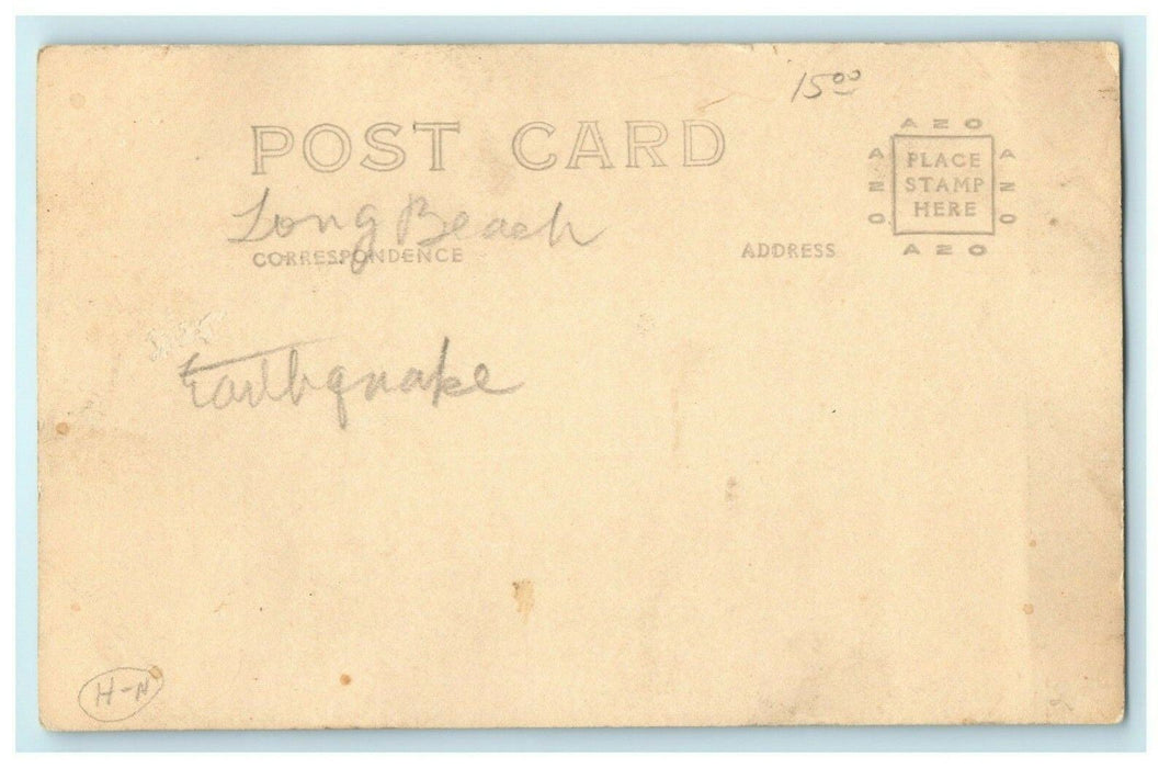 1933 Lincoln School Long Beach Earthquake Disaster RPPC Photo Vintage Postcard
