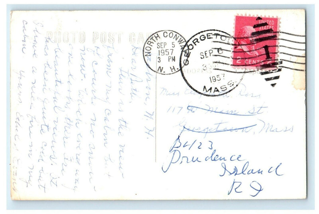 1957 Mt. Washington Cabin Brook Bank Jackson New Hampshire RPPC Photo Postcard