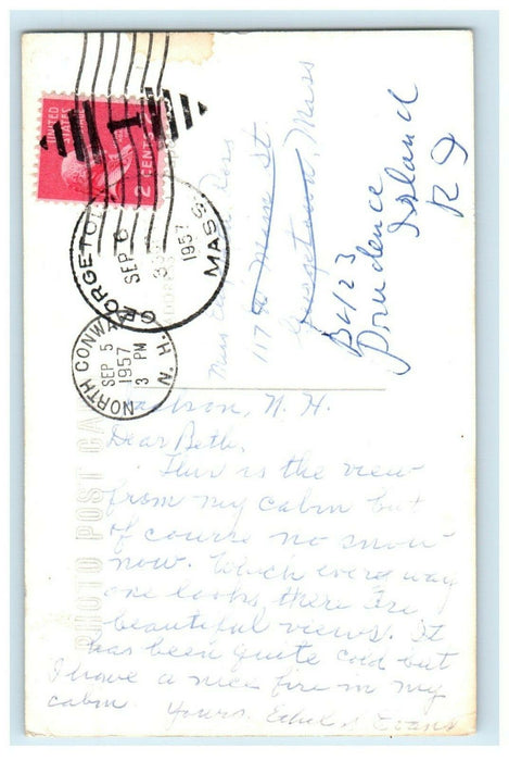1957 Mt. Washington Cabin Brook Bank Jackson New Hampshire RPPC Photo Postcard